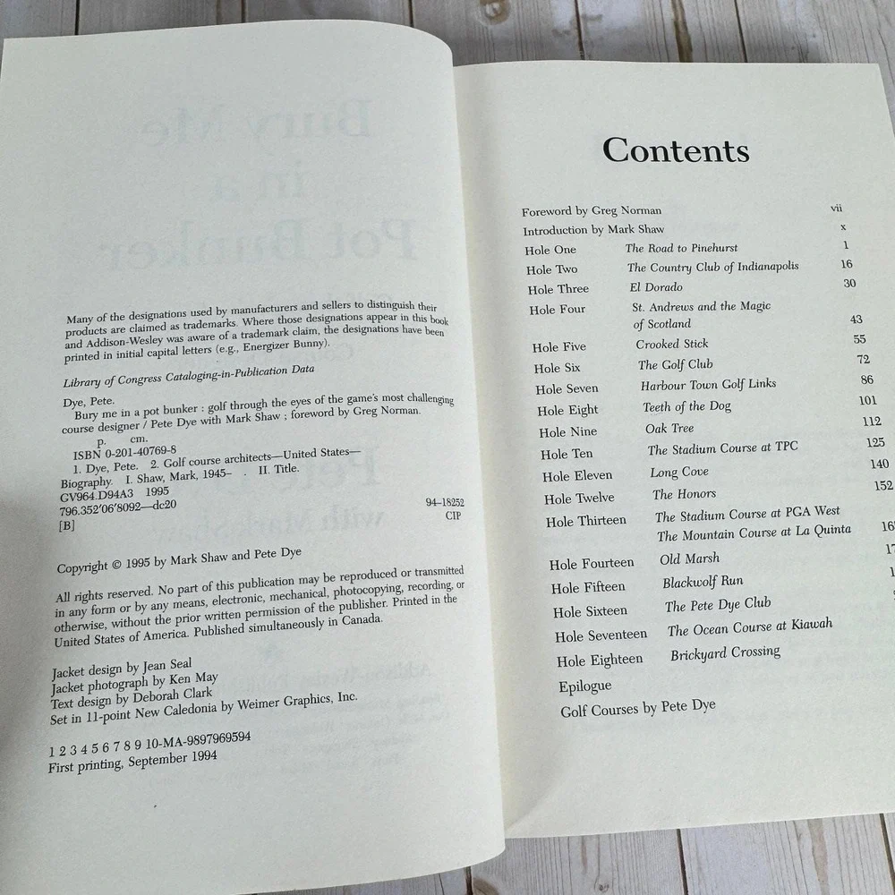 Bury Me in a Pot Bunker Pete Dye 1995 First Printing Golf Course Design